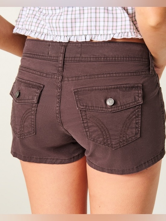 Hollister Pants - Hollister Ultra Low-Rise Interior Pattern Waistband Twill Shortie Shorts